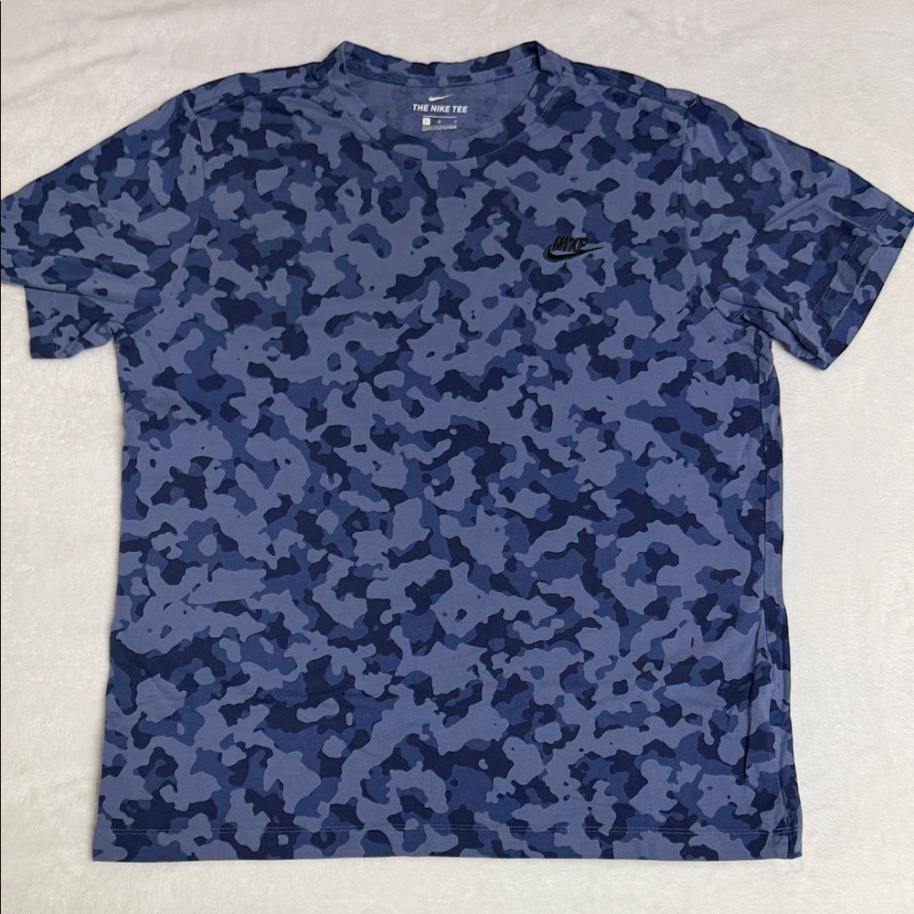 Nike Men's Short Sleeve Blue Camouflage Tee